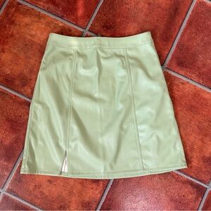 Noisy May Light Green Vegan Leather Mini Skirt